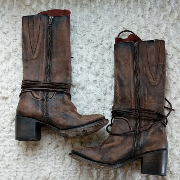 Freebird Distressed Brown Lace-Up Boots - Picture 3 of 16